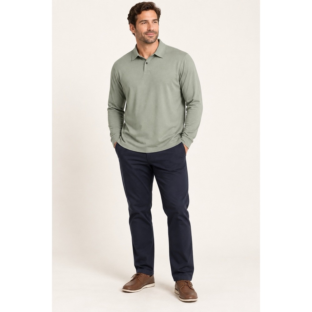NWT Banana Republic Luxe Touch Long Sleeve Polo Men's XL Sage Green